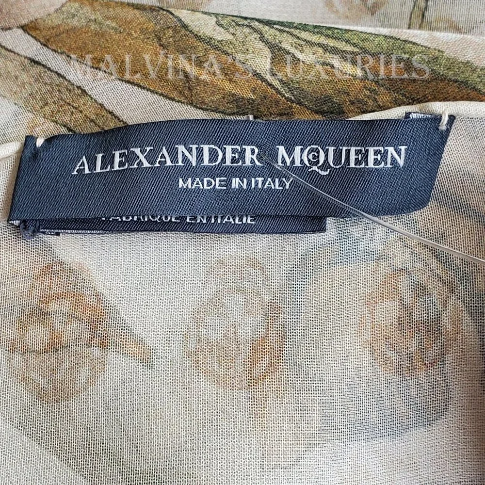 ALEXANDER MCQUEEN SCARF WILD IRIS SKULL PRINT SILK 54